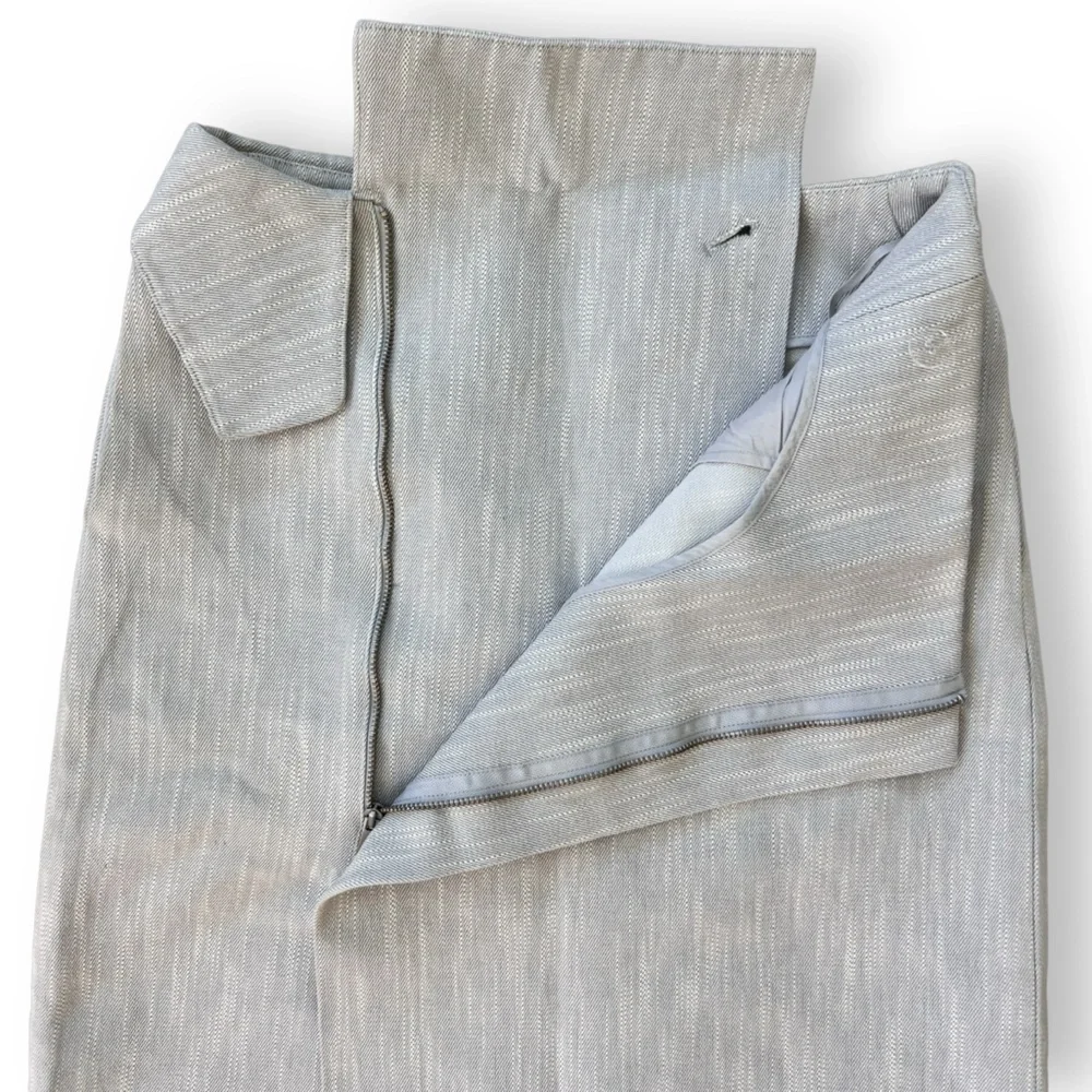 COS Knee Length Cotton Twill Gray Folded Wrap Waist Skirt